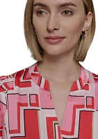 Women's Short Sleeve Geometric Printed Blouse