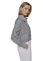Women's Long Sleeve Vertical Stripe Shirt