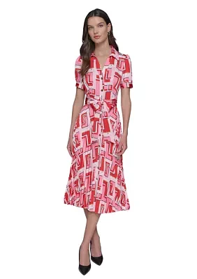 Women's Short Sleeve Geometric Printed Shirtdress