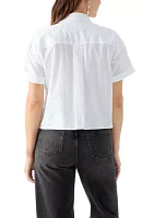 Women's Short Sleeve Bejeweled Camp Shirt