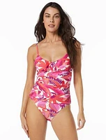 Coco Contours Radiant Bra Sized Underwire Tankini Top - Del Mar Palm