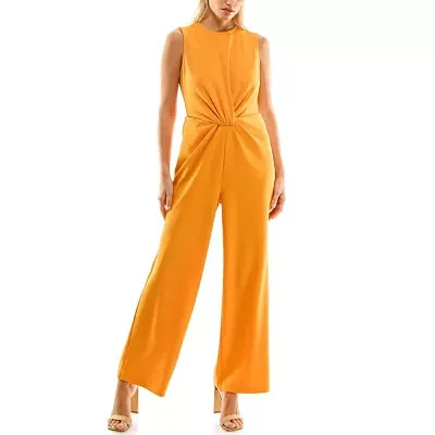 Sleeveless Solid Jumpsuit with Front Knot