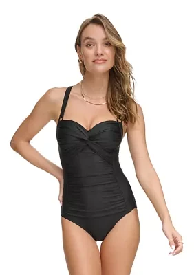 Princess Seam Twist Front One Piece Swimsuit