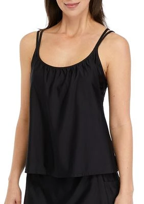 Poolside Solid South Coast Double Up Tankini Swim Top