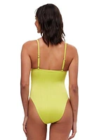 Variegated Rib Plunge One Piece Swimsuit