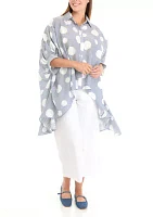 Women's Polka Dot High Low Button Blouse