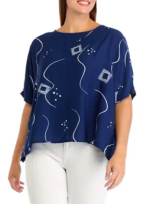 Women's Dolman Sleeve Printed Blouse