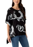 Women's Asymmetric Hem Printed Blouse