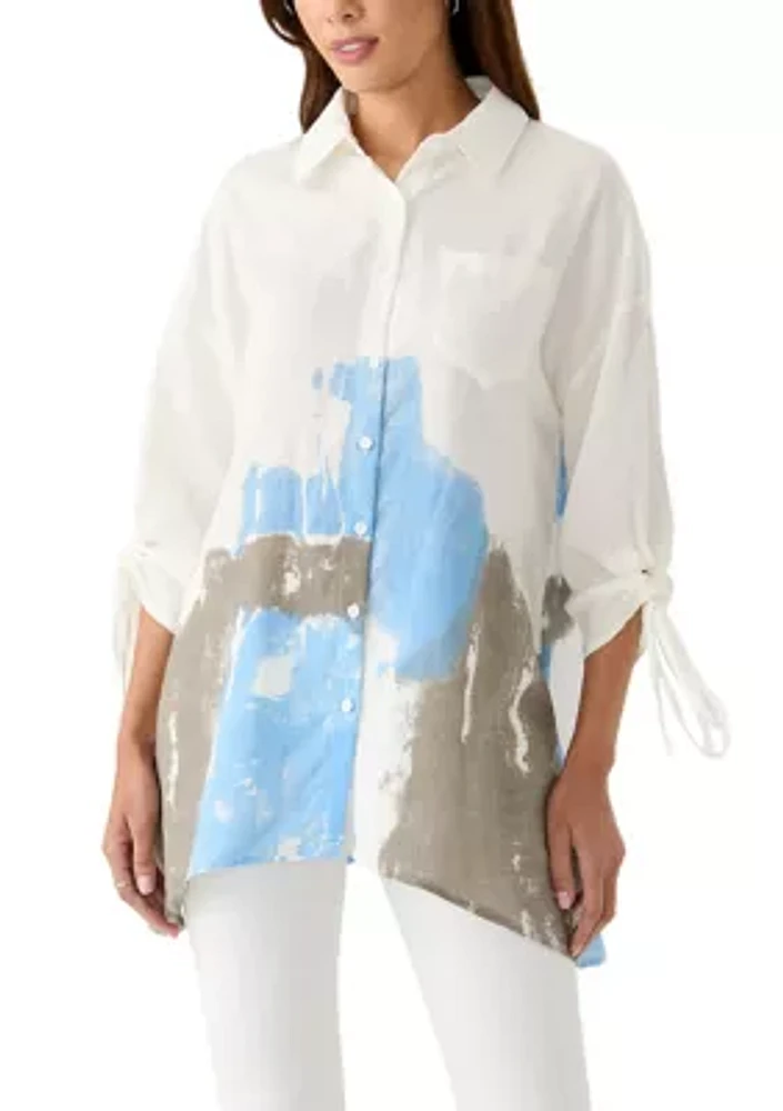 Women's Printed Button Down Top