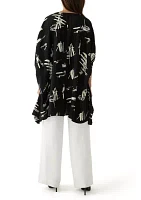 Women's High Low Button Front Printed Blouse