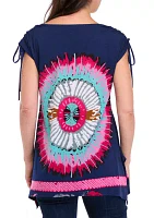 Women's Short Sleeve Woven Graphic Tunic