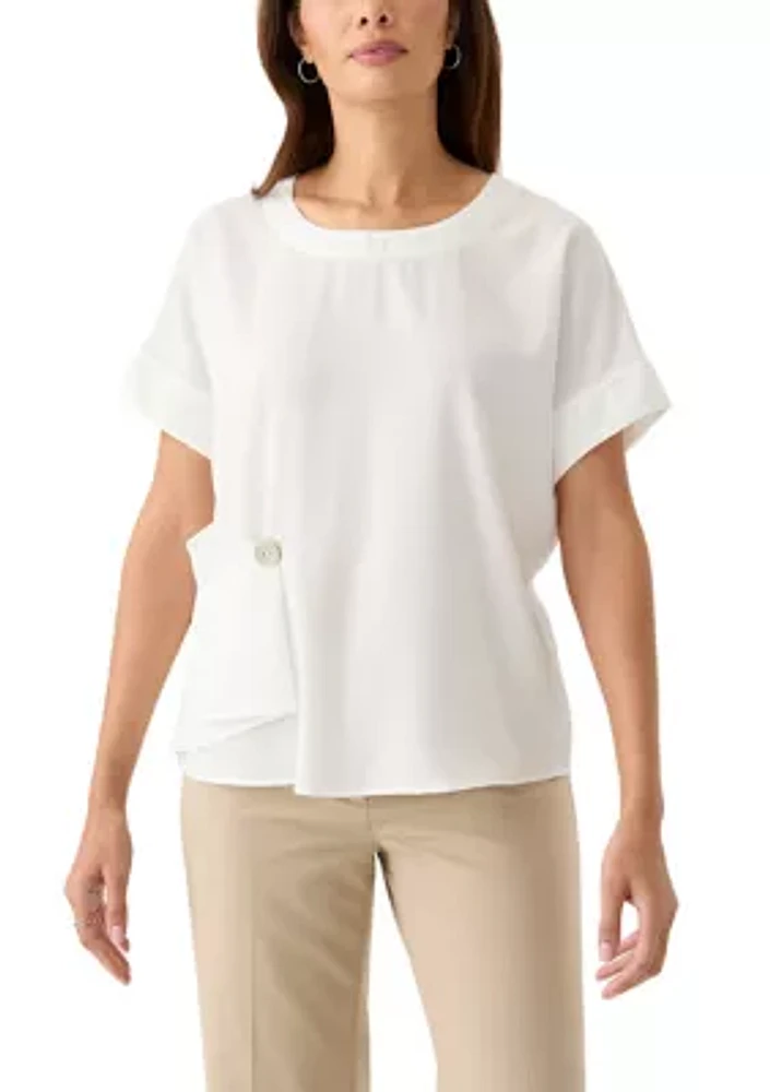 Women's Round Neck Button Blouse