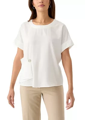 Women's Round Neck Button Blouse