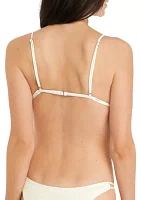 Sheer Ribbed Knit Bikini Swim Top