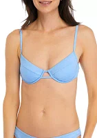 Swirly Textured Underwire Bikini Swim Top