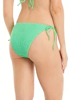 Textured String Tie High Leg Bikini Swim Bottoms