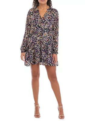 Women's Blouson Sleeve Printed Woven Dress