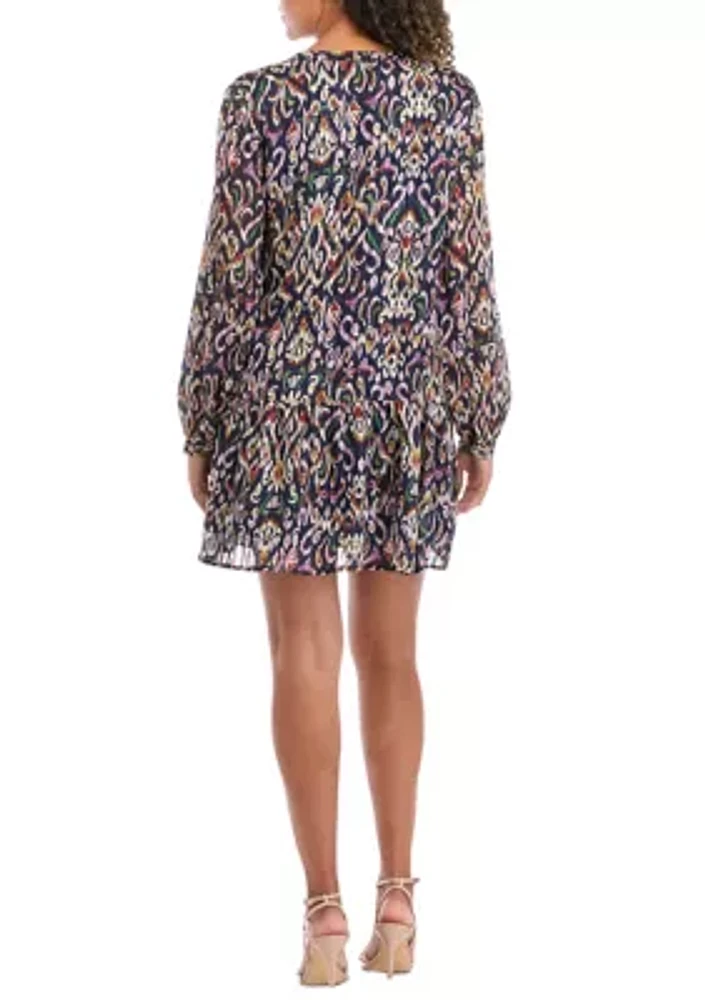 Women's Blouson Sleeve Printed Woven Dress