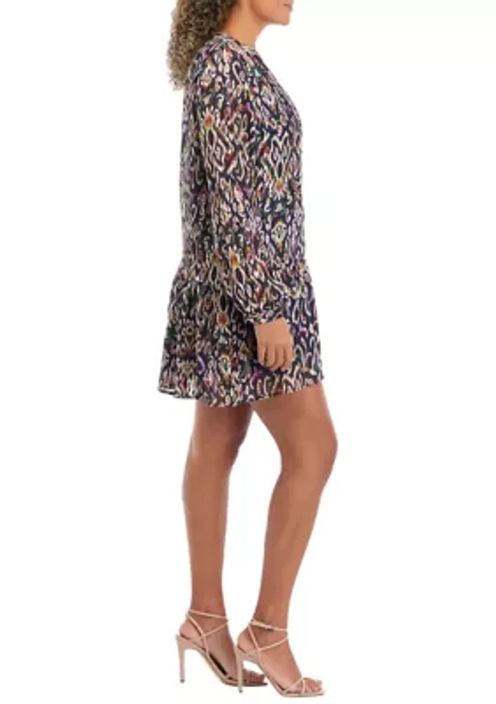 Women's Blouson Sleeve Printed Woven Dress