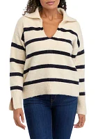 Women's Collared Stripe Sweater