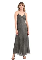 Women's Sleeveless V-Neck Mesh Maxi Dress