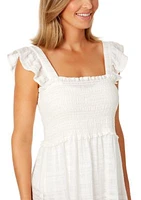 Cabana Gauze Ruffle Strap Smocked Dress Swim Cover Up