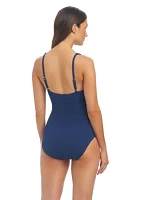 Crepe Belted One Piece Swimsuit