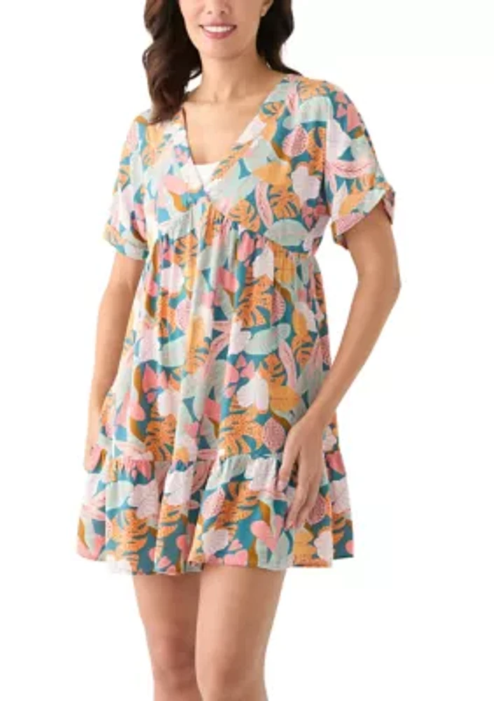 Women's Soft Tropics Printed Ruffle Hem Dress