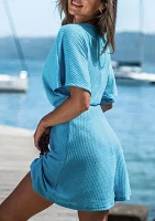 Short Sleeve Ring Front Swim Cover Up