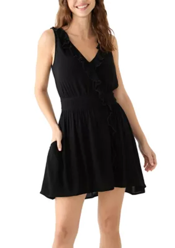 Women's Sleeveless Ruffle Smocked Coverup Dress