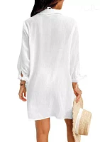 Women's Cotton Cover Up V Neck Swimsuit Beach Dress