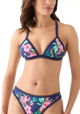 Shell Stitch Floral Triangle Swim Top