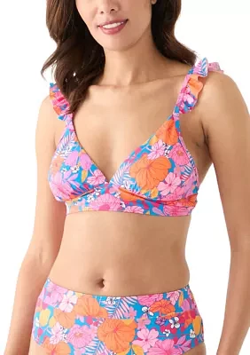 Floral Ruffle Swim Top