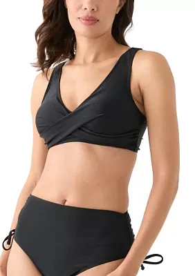 Women's Solid Wrap Front Bikini Swim Top