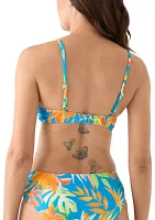 Tropical Floral Twist Front Bikini Swim Top