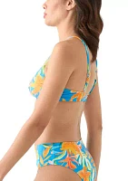 Tropical Floral Twist Front Bikini Swim Top