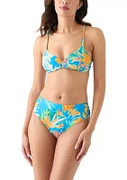 Tropical Floral Twist Front Bikini Swim Top