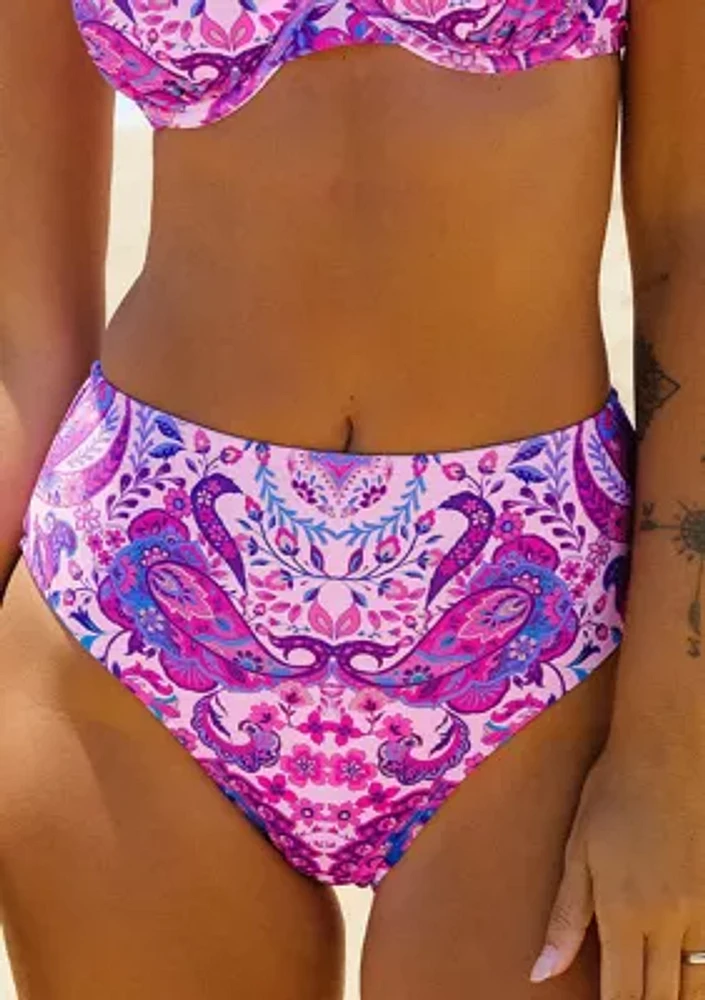 Paisley High Rise Brief Swim Bottoms