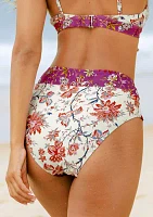 Shell Stitch Floral Mid Rise Swim Brief