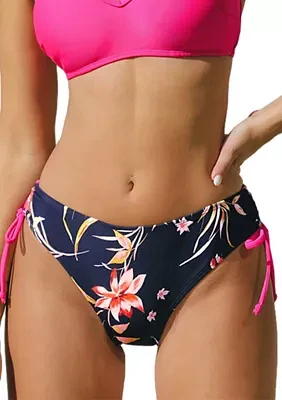 Adjustable Side Tie Floral Printed Swim Bottoms