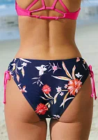 Adjustable Side Tie Floral Printed Swim Bottoms