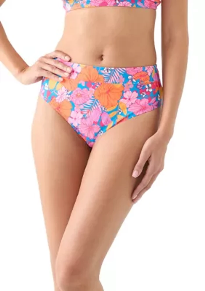 Floral Banded High Rise Brief Swim Bottoms