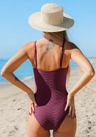 Textured Square Neck One-Piece Swimsuit