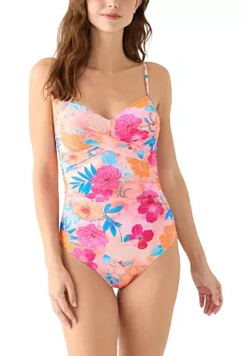 Floral Wrap Front Shirred Mio Swimsuit