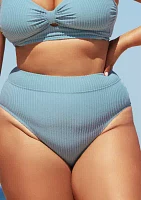 Plus Ribbed High Waist Swim Bottoms