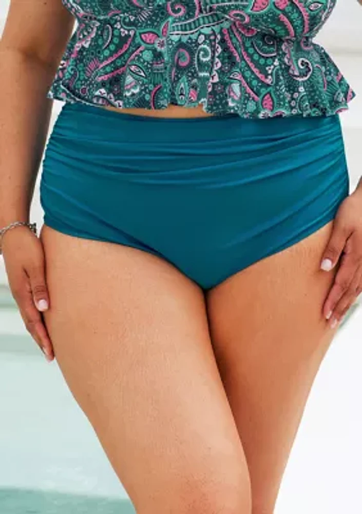 Plus High Waist Solid Swim Bottoms