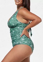 Plus Plunge Retro Floral Printed Crossback Swimsuit