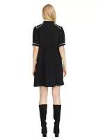 Women's Short Sleeve Tiered Dress with Diamond Trim