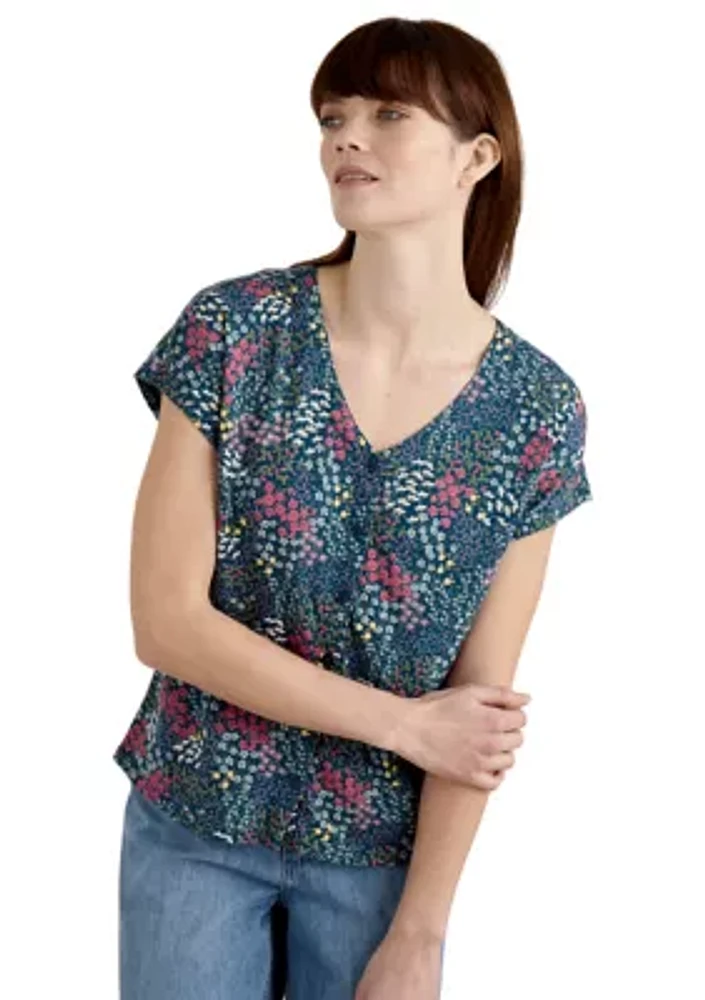 Women's Studio Glass V-Neck Jersey Printed Top