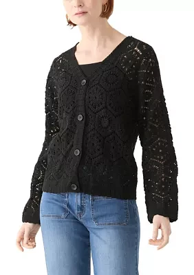 Women's Long Sleeve Crochet Cardigan